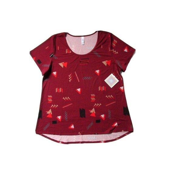 NWT LuLaRoe Classic T in Maroon Tribal Geometric Print Tee Top T-Shirt 3XL - Picture 1 of 3